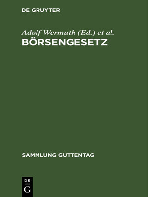 cover image of Börsengesetz